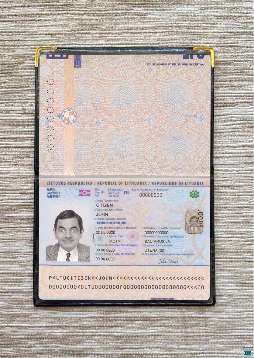 Download Lithuania passport new 2021 present photolook Photoshop template